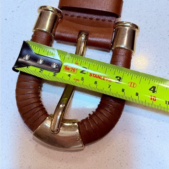 ANTONIO MELANI Brown and Gold Leather “Thick” Belt - Picture 14 of 14